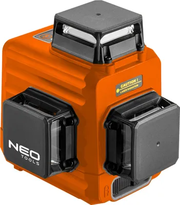Immagine prodotto di NEO TOOLS Laser 3D, rosso, raggio 15 m, precisione: 0,3 mm/ 10 m, lunghezza d'onda della luce 635-660 nm, raggio di autolivellamento 4°, IP54, batteria ricaricabile agli ioni di litio, potenza laser < 1 mW
