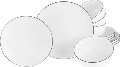 Produktbild von CreaTable, 22559, Allround Black Line, Tellerset 12-tlg, Porzellan