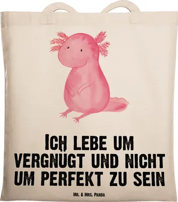 Produktbild von Mr. & Mrs. Panda dokumententasche Axolotl Niedlich - Transparent - Geschenk, Liebe, Shopping Tasche, Freundin, Fröhlich, Stoffbeutel, Einkaufstasche, Jutebeutel, Weisheit
