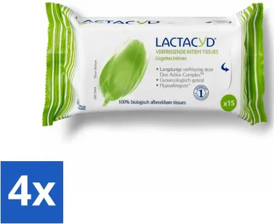 Obrázok produktu pre Lactacyd vreckovky osviežujúce 15 kusov – výhodné balenie – 4 kusy