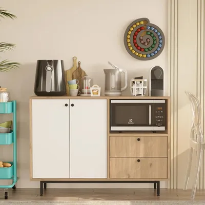 Obrázek produktu pro Skříňka na mikrovlnku Houseland Royce 02 dub Castello/bílá