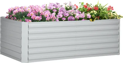 Produktbild von Outsunny Hochbeet aus Stahl, Pflanzbeet Frühbeet Gartenbeet Blumenkasten