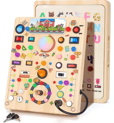 Imagen del producto de Juguete Montessori, tablero de actividades para niños a partir de 1 año, tablero de actividades de madera, material educativo de gran formato