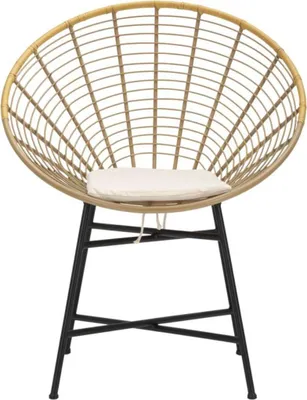 Produktbild von Metall- und Rattanstuhl mit weißem Kissen Boho-Chic Panama