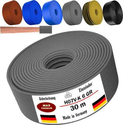 Obrázek produktu pro 30m flexibilní jednožilový kabel H07 V-K GR 1x6 mm² šedý