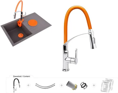 Produktbild von Einhebelmischer Küchenmischer Flexibler Auslauf versch. Farben, Farbe:orange