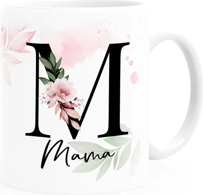 Produktbild von Kaffee-Tasse Mama Spruch Wunschtext Monogramm personalisiert Geschenk Muttertag Geburtstag SpecialMe® Uni-Weiß Keramik-Tasse