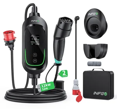 Obrázok produktu pre Mobilná nabíjacía stanica 11 kW, 3-fázová - nabíjací kábel typu 1, 16 A, nastaviteľná - vodotesná, stupeň ochrany IP66