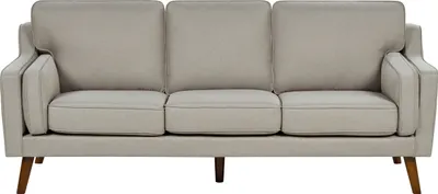 Produktbild von BELIANI 3-Sitzer Sofa Beige Stoffbezug mit Hohen Holzbeinen Dicke Sitz- und Rückenkissen Rundumbezug Modern Wohnzimmer Ausstattung Polstersofa