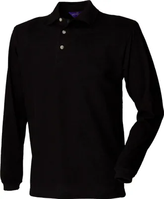 Produktbild von Henbury Herren Polo-Shirt, Langarm RW618 (S) (Schwarz)