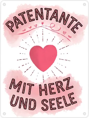 Produktbild von Patentante mit Herz Metallschild in 15x20 cm Herz und Seele