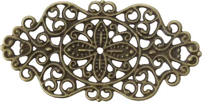 100 dekorative Metall-Ornamente, Verzierungen, Floral, 4,5 x 2,3 cm, altmessing