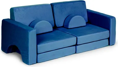 Immagine prodotto di Divano modulare pieghevole per bambini, grande, a 2 posti, fai da te, con 10 morbidi cuscini - blu ECOTOYS