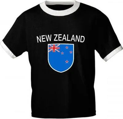 Produktbild von T-Shirt mit Print Fahne Flagge Neuseeland 76417 schwarz Gr. S-2XL Größe - S