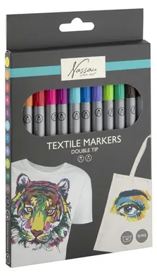 Produktbild von Nassau Textilmarker doppelseitig 12er-Set