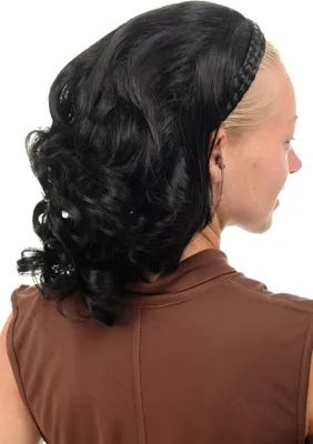 Produktbild von WIG ME UP Halbperücke geflochtener Haarreif schwarz lockig 90604-1