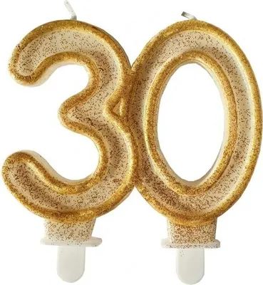 Produktbild von Geburtstagskerze mit 30-Złoty-Glitzer – GoParty