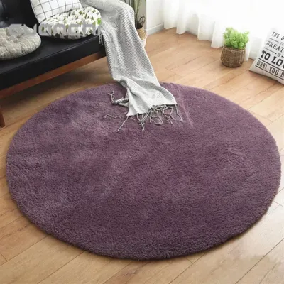 Immagine prodotto di Tappeto rotondo, pelo lungo, color viola, diametro 80 cm, in poliestere