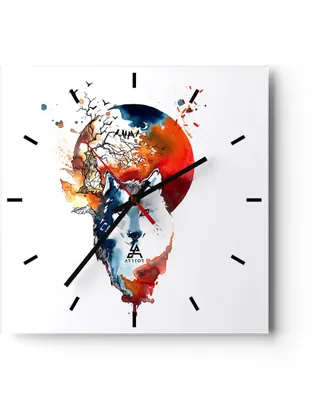 Produktbild von Wanduhr - Quadrat - Glasuhr - Tierwelt Pelz Abbildung Mond - 40x40cm - Schleichendes Uhrwerk - Lautlos - zum Aufhängen bereit - Dekoration Modern - Wanddekoration aus Glas - C3AC40x40-3133