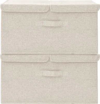 Produktbild von vidaXL Aufbewahrungsboxen 2 Stk. Stoff 50x30x25 cm Creme