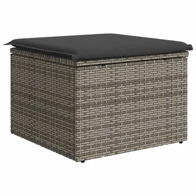 Obrázek produktu pro Zahradní stolička s poduškou šedá 55 x 55 x 37 cm polyratan