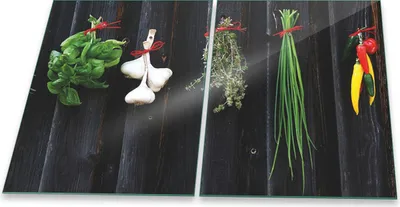 Produktbild von Herdabdeckplatte Glaskeramik 2-Teilig 2x40x52 Kräuter Bunt Abdeckung Spritzschutz Glas