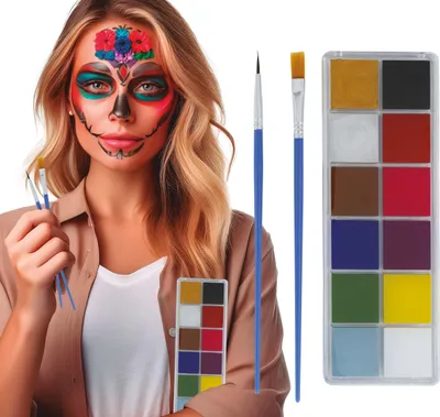 Image de Clown Créatif Make Up Set Couleurs Halloween Maquillage Couleur Visage Art Palette PartyKarneval Set de Maquillage, Couleur : Multicolore