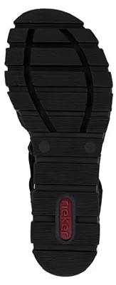 Image de Sandales à talons compensés Rieker pour femme, avec tige haute et effet froncé, modèle 68075, pointure : 39 EU, couleur : noir