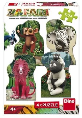 Obrázek produktu pro Dino Zafari Zoomba And Friends Puzzle (4 x 54 Pieces)