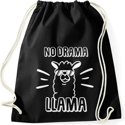 Produktbild von Turnbeutel No drama Llama Lama Spruch Sprüche Quote Moonworks® schwarz unisize