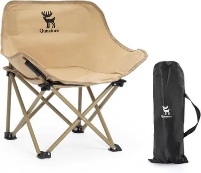Productafbeelding van Campingklapzetel met Zijvak, Ergonomisch Ontwerp, Lichtgewicht Draagbare Stoel tot 60 kg, Compacte Visstoel voor Picknick, Kamperen, Bac