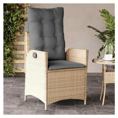 Produktbild von Gartensessel mit Kissen, verstellbar, Poly Rattan, beige, 10,4 kg