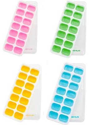 Produktbild von Minismus Eiswürfelschalen im 4er-Set in Pink, Blau, Grün und Gelb