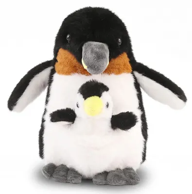 Pinguin Plüschtier mit Baby, 22 cm, weich, schwarz-weiß