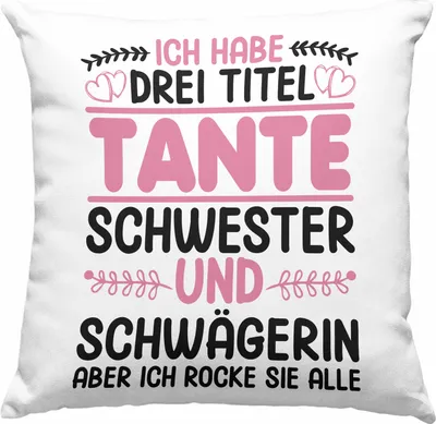 Produktbild von Trendation - Drei Titel Tante Deko-Kissen mit Füllung 40x40 Schwester Schwägerin Geschenk Patentante Geschenkidee Beste Patentante (Grau)
