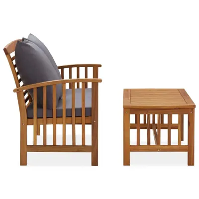 Image de vidaXL Ensemble de salon de jardin 2 pièces avec coussins en bois massif d'acacia