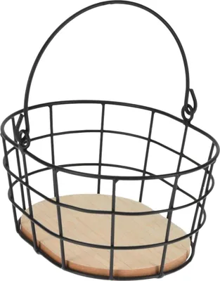 Produktbild von Metallkorb mit Henkel oval schwarz Metall 20,5 cm x 16 cm x 9,5 cm