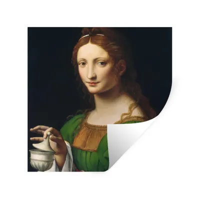 Produktbild von MuchoWow® Wandtattoo Wandsticker Wandaufkleber Maria Magdalena - Leonardo da Vinci 100x100 cm Selbstklebend und Repositionierbar - Wierderverwendbar - Selbstklebend
