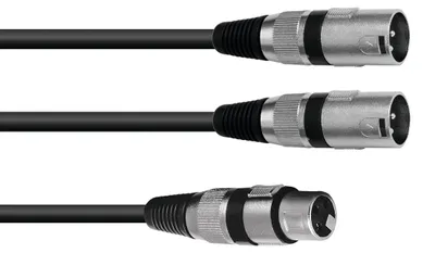 Productafbeelding van OMNITRONIC Adapterkabel XLR (vrouwelijk) / 2x XLR (mannelijk), 0,5 meter, zwart