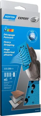 Image de Papier abrasif Norton Expert 115x230mm K40 5 pcs perforé / Multi-Air