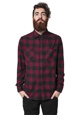 Produktbild von Urban Classics CHECKED FLANELL Hemd schwarz bordeaux - 4XL