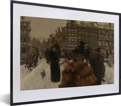 Produktbild von MuchoWow® MuchoWow® Gerahmtes Poster Die Singelbrücke in der Paleisstraat in Amsterdam - Gemälde von George Hendrik Breitner 40x30 cm - Poster mit zchwarzem Bilderrahmen - Bilderrahmen - Poster im Rah
