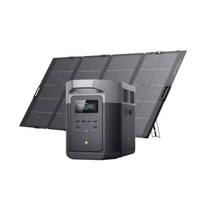 Produktbild von EcoFlow DELTA 2 Max tragbare Powerstation 2048Wh mit 400W Solarpanel, Balkonkraftwerk mit speicher Solaranlage, Schnellladung Solargenerator