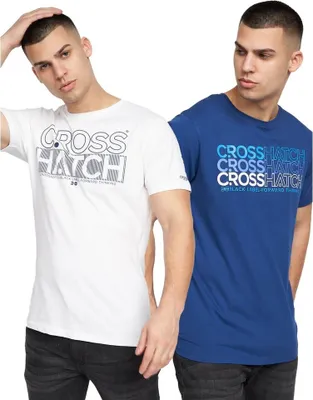 Image de Crosshatch - T-shirt "Raynen" pour homme (pack de 2) BG867 (S) (Bleu marine/Blanc)