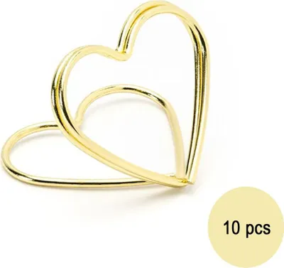 Tischkartenhalter Herzen Gold 10 Stück 2,5 cm für Hochzeit Geburtstag Fotohalter Tischdeko Taufe Jugendweihe Kommunion Tisch-Deko Dekoration Zubehör