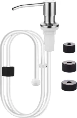 Produktbild von Seifenspender für Küchenspüle, Edelstahl-Arbeitsplattenpumpe mit 1 m Verlängerungsrohr-Set, 360-Grad-Drehung, korrosionsbeständige Handwaschpumpe für Zuhause, Café, Restaurant