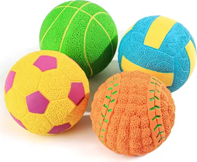 Produktbild von Quietschende Hundebälle, [4 Stück] Latex Hundespielzeug, Interaktive Hundebälle mit Quietscher für Mittelgroße Hunde, 2.8'' Soft Bouncy Fetch Play Bälle Spielzeug