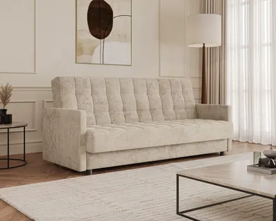Produktbild von MOEBLO Schlafsofa Tina – 3-Sitzer Cordsofa mit Schlaffunktion und Bettkasten, Schlafcouch Polstersofa mit Bonellfederung 211x90x97 cm - Beige (Lincoln 04D)
