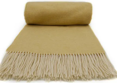 Produktbild von Fair De Luxe Woll-Kaschmir-Decke | wärmende Wohndecke/Plaid vielseitig einsetzbar | Gelb
