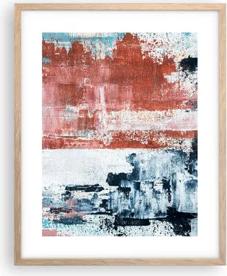 Produktbild von Gerahmtes Poster - Rahmen in heller Eiche - Abstraktion Marine Rot - 40x50 cm - Wand Bild - Wanddeko - Wandbilder - Kunstposter - Wandposter - Bilderrahmen - Bilder - Kunstdruck - P2NPA40x50-4883